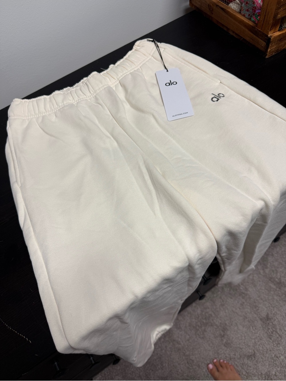 ALO Yoga Cream Track Joggers with Elastic Waist